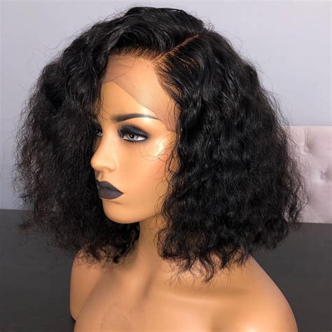 Brazilian Hair Black Color Lace Front Curly Bob Wig – Lux Hair Shop