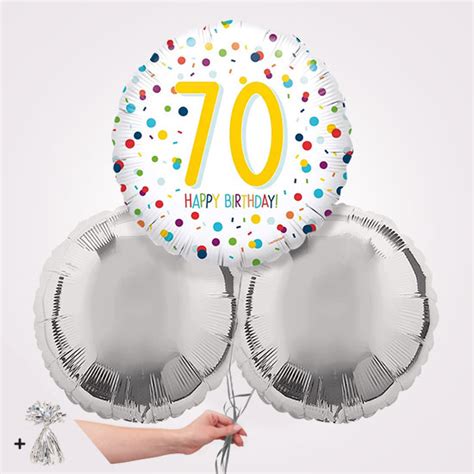 70th Happy Birthday Confetti Foil Balloon Bouquet Balloon Delivery