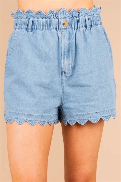 Sweet Cute Denim Blue Scalloped Shorts Spring Shorts – The Mint Julep