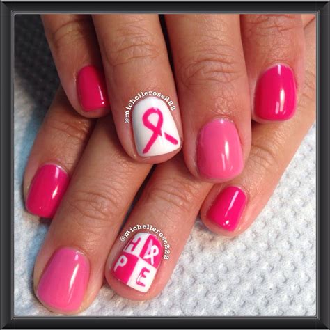 pin  lou job  nails  atmichellerose cancer nails pink ribbon