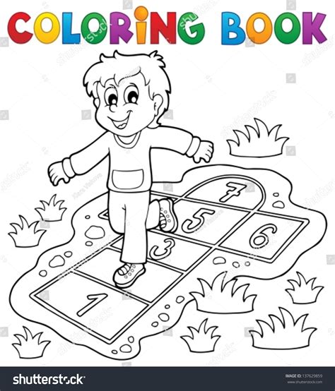 coloring book kids play theme  eps vector illustration