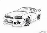 Car Coloring Drawing Supra Skyline Japanese Toyota Drawings Pages Nissan Gtr Beauty Cool Cars R34 Outline Sketch Artwork Irons sketch template