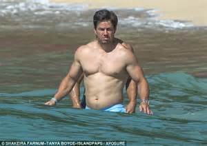 shirtless mark wahlberg displays his enviable six pack as