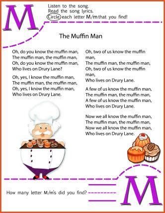 circle  letter  worksheet   muffin man nusery rhyme song