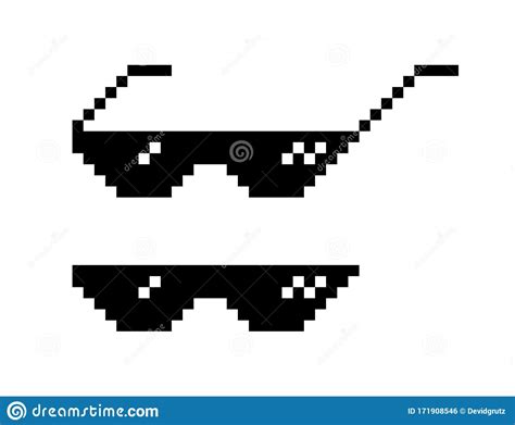 Set Of Pixel Glasses In Art Style 8 Bit Thug Life