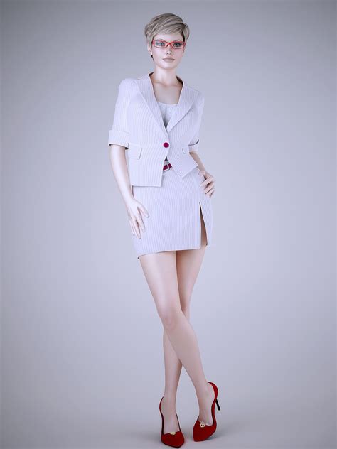 Wear Work Uniforms Office Girl 3d Model Max Obj Fbx Mtl