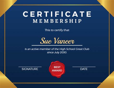 membership certificate sample
