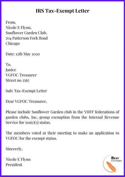 tax letter template format sample     word