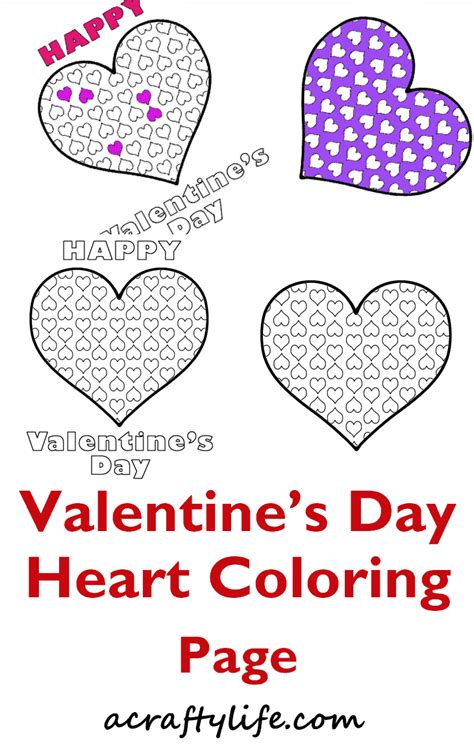printable valentines day heart coloring page  crafty life