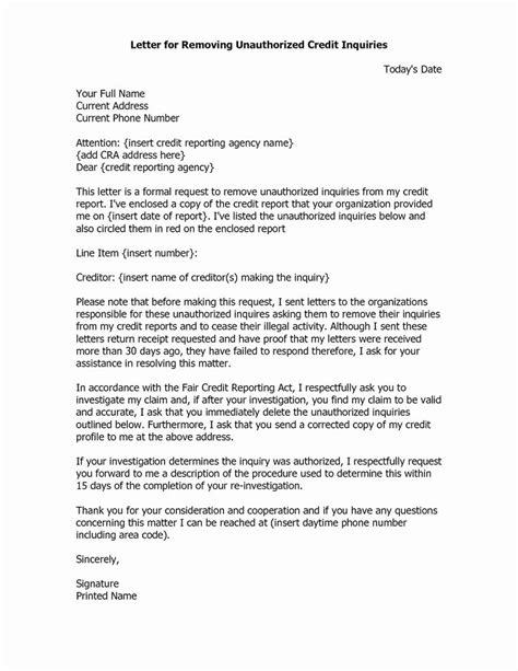letter  explanation  credit inquiries template awesome letter