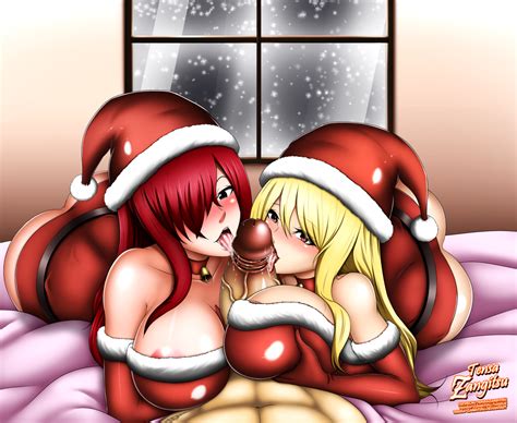 christmas special erza and lucy by tensazangitsu hentai foundry