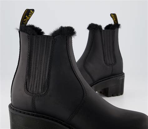 dr martens rometty fur lined chelsea boots black milo fur ankle boots