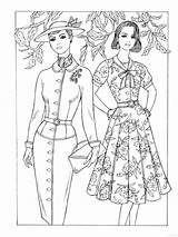 Coloring Pages Fashion 1950s Printable Books Historical 1920s Book Adults Color Creative Haven Girls Fashions Colouring Fabulous Old Drawing Vintage sketch template