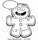 Zombie Gingerbread Mascot Talking Happy Clipart Cartoon Thoman Cory Outlined Coloring Vector Screaming 2021 sketch template