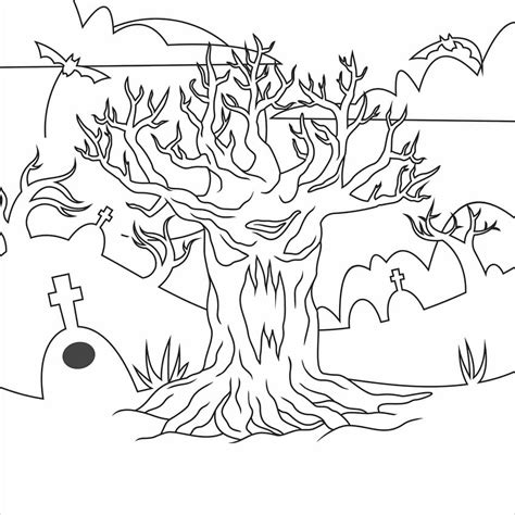 halloween spooky tree coloring page  printable coloring pages