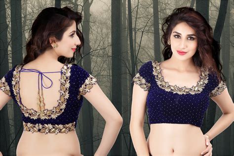 latest embellished saree blouse designs patterns