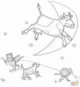 Diddle Hey Coloring Pages Nursery Rhyme Mother Goose Printable Rhymes Fiddle Cat Moo Clack Click Cow Supercoloring Moon Over Jumping sketch template