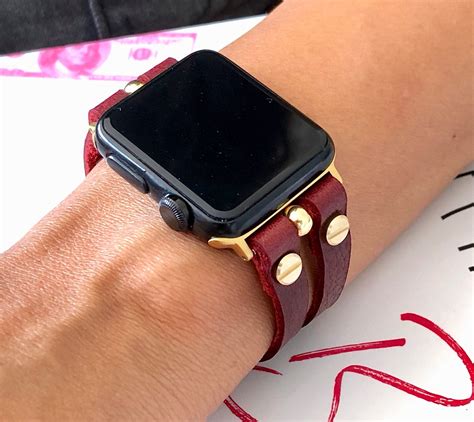 genuine leather gold apple  band mm mm mm mm etsy