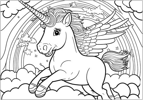 unicorn  rainbow coloring coloring pages