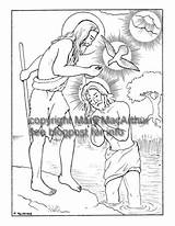 Luminous Mysteries Coloring Pages Baptism Jordan Small sketch template