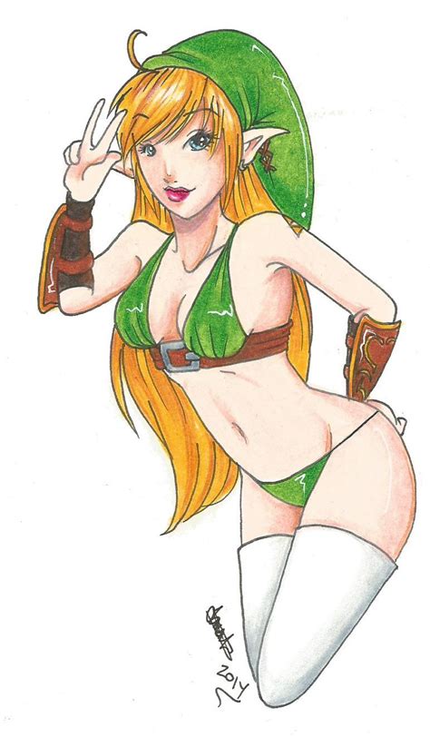 rule 34 2014 bikini blonde hair blue eyes cleavage female female only hylian jyinxe link