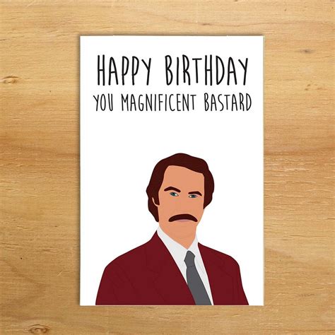 Anchorman Funny Birthday Card Ron Burgundy Happy Birthday You Etsy