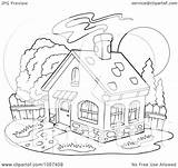 House Coloring Chimney Outline Smoke Rising Illustration Royalty Visekart Clip Vector Clipart sketch template