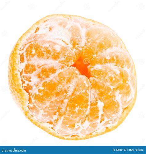 Peeled Mandarin Tangerine Orange Fruit Isolated On White Background