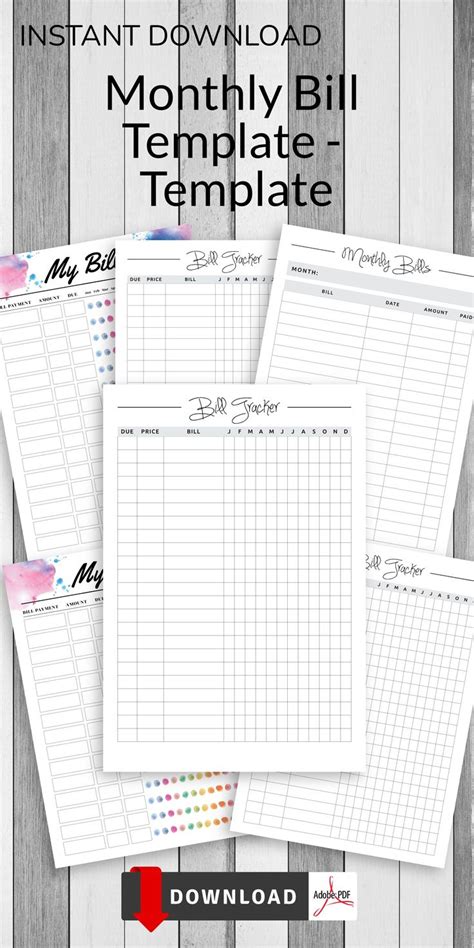 monthly bill template template   monthly budget planner