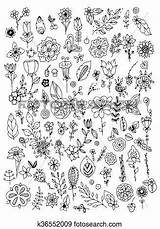 Schwarz Weiß Gezeichnet Gekritzel Blumen Doodle Blume Choose Board Leaves Hand Flower Illustration sketch template
