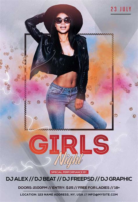 girls night  psd flyer template freebie  freepsdflyer