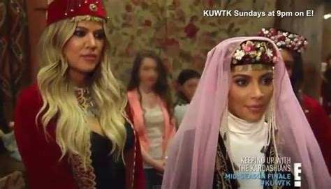 kim and kloe kardashian sisters wear armenian traditional