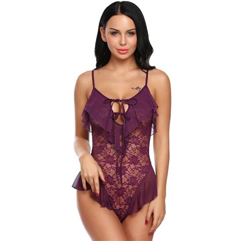 sexy ruffle lace bodysuit top tier style