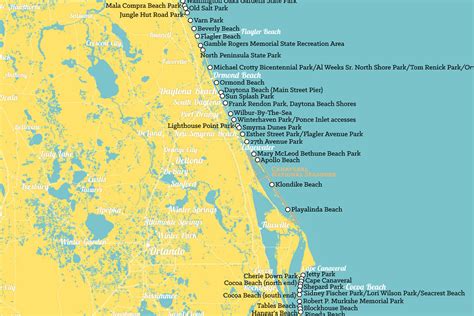 florida beaches map  poster  maps