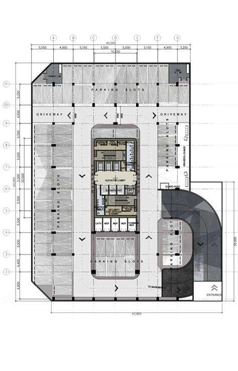 basement plan design  proposed corporate office building high rise building architectural