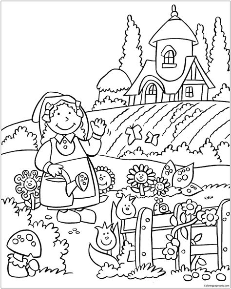 beautiful flower garden coloring page  printable coloring pages