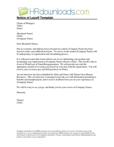 sample layoff letter template business