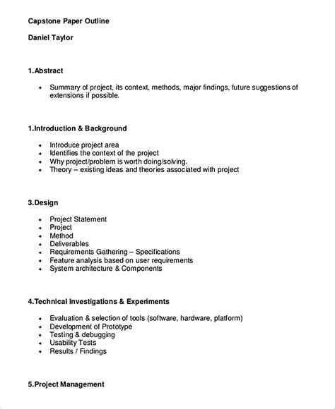 project outline template paper outline templates outline