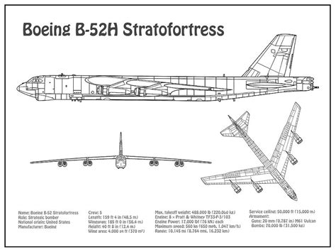 stratofortress airplane blueprint drawing plans  schematics  boeing