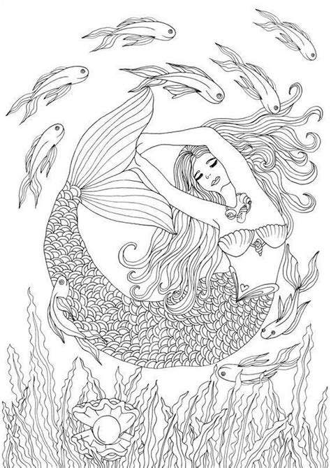 realistic mermaid coloring pages  adult crl