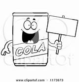 Mascot Cola Holding Blank Sign Happy Clipart Cartoon Board Cory Thoman Outlined Coloring Vector 2021 sketch template