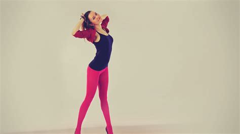 women tank top tights leggings simple background stretching legs high heels wallpapers hd