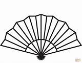 Japanese Line Coloring Pages Fan Clipart Clip Printable sketch template