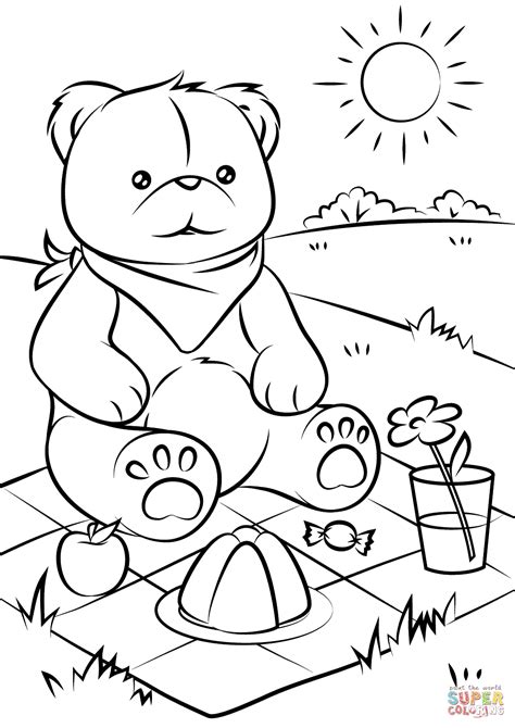 teddy bears picnic coloring page  printable coloring pages