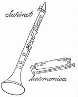 Clarinet Instruments Coloring Drawing Pages Musical Kids Embroidery Step Music Hand Getdrawings sketch template