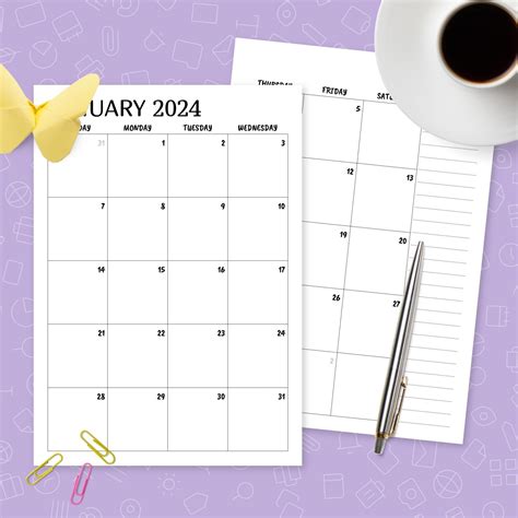 simple monthly calendar template printable