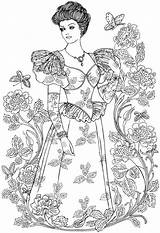 Coloring Pages Fashion Victorian Book Dover Adult Nouveau Creative Haven Adults Fashions Publications Welcome Historical Color Colouring People Vintage Printable sketch template