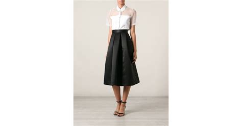 lulu and co satin box pleated skirt in black lyst