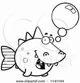 Dino Fish Talking Clipart Coloring Cartoon Cory Thoman Vector Outlined Illustration Royalty Angry Green 2021 sketch template