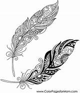 Feather Feathers Vector Tattoo Coloring Tribal Decorative Pages Peerless Mandala Colorpagesformom Shutterstock Tattoos Maori Stock Feder Adult Visit Designs Color sketch template